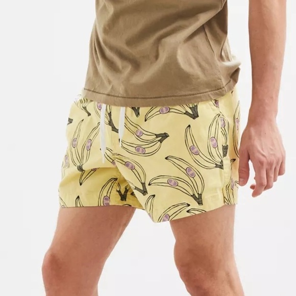 Urban Outfitters Men's Mexium Maximus Go Bananas Printed Short Yellow Drawstrin - Picture 16 of 16